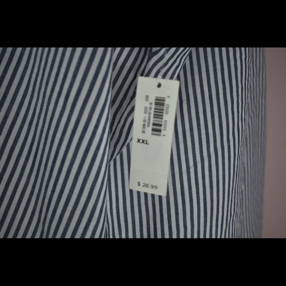 Brand new blue & white striped button up.